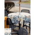 thumbnail image 4 of Outdoor Tablecloth with Umbrella Hole and Zipper, Christmas Eucalyptus Square Table Cloth 54x54 Inch Waterproof Tablecloth, Blue Poinsettia Vintage Winter Snowy Picnic Table Cover for Patio Camping, 4 of 7