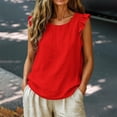 thumbnail image 2 of Women's Tops Tees Blouses O Neck Solid Vacation Daily Sleeveless Vest Tank Tops for Women, 2 of 6