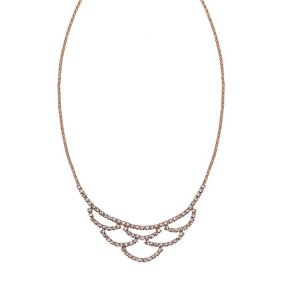 X & O 14KT Rose Gold Plated Crystal Bib Necklace