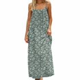 thumbnail image 5 of XIAOCHA Womens Summer Boho Maxi Dress Tiny Floral Print Spaghetti Strap Back Tie Pleated Loose Fit Holiday Dresses, 5 of 6