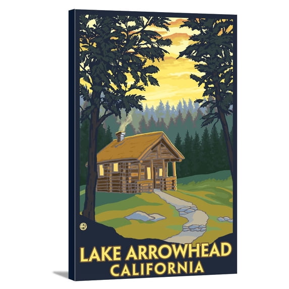 Lake Arrowhead, California -Cabin in the Woods - Lantern Press Artwork (12x18 Gallery Wrapped Stretched Canvas)