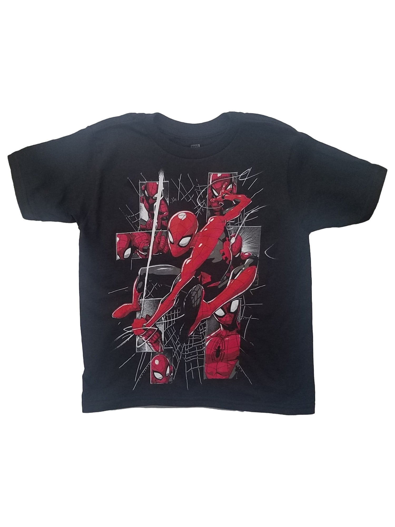 Marvel Boys Black SpiderMan Spidey Tee Shirt TShirt Size 56