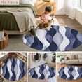 thumbnail image 6 of 4Ft Round Rug, Navy Blue Non-Skid Rubber Backing Large Area Rugs - Living Room Bedroom Home Office, Modern Moire Abstract Ripple Geometric Indoor Floor Mat Carpets Washable Rug, 6 of 9