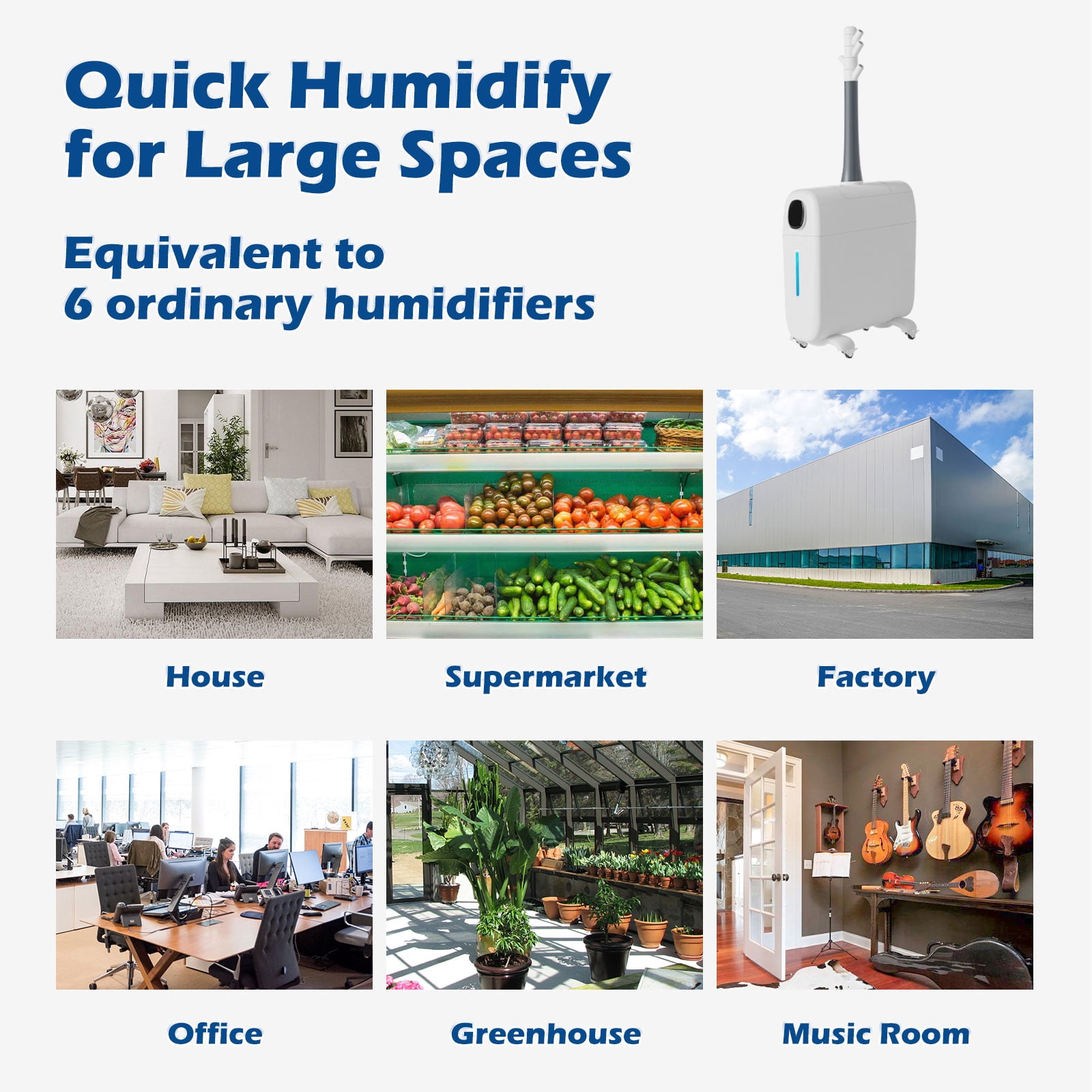 Humidifier Large Room, 4.2Gal/16L for Home 2000 sq ft, Top Fill Cool Mist for Bedroom, Grey