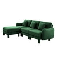 thumbnail image 6 of Newest Boucle Fabric Convertible L Shape Sectional 3-seater Sofa Couch,Distinctive Shell-shaped Armrests,Removable Ottoman,Cylindrical Legs Wrapped,Self-fabric,Green Color, 6 of 16