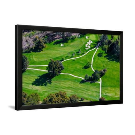 - Triangular aerial view of Ojai Valley Inn Country Club Golf Course in Ventura County, Ojai, CA Framed Print Wall Art
