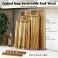 thumbnail image 4 of Zovano Teak Cutting Board Set with Stand for Kitchen, Wood  Chopping Boards with Deep Juice Groove, Charcuteire Butcher Block Gift Housewarming, 4 of 8