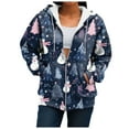 thumbnail image 5 of idosla Christmas Hoodie for Women Zip Up Trendy Graphic Hooded Sweatshirt Comfy Casual Long Sleeve Winter Tops (Navy, M), 5 of 7