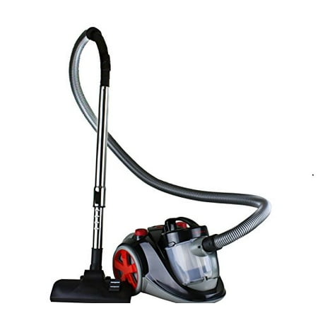 Ovente Bagless Canister Cyclonic Vacuum with HEPA Filter, Comes with Telescopic Wand, Combination Bristle Brush/Crevice Nozzle and Retractable Cord, Featherlite, Corded