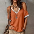 thumbnail image 3 of TGSLY Women's Cold Shoulder Tops Lightweight Soft Lace Trim V Neck Short Sleeve Blouses Relaxed Fit Dressy Casual Solid Color T-Shirts XXL, 3 of 10
