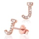 thumbnail image 1 of Pendientes de plata esterlina Silvora Shiny Letter Initial Stud con Circonita cúbica J, 1 of 8