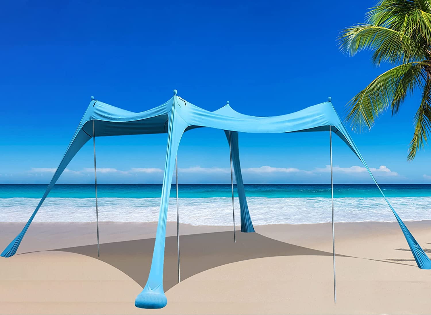 【havehad】Summer easy set-up Navy SUN NINJA 7x7.5 Outdoor Pop Up Beach Tent With Shovel, Pegs