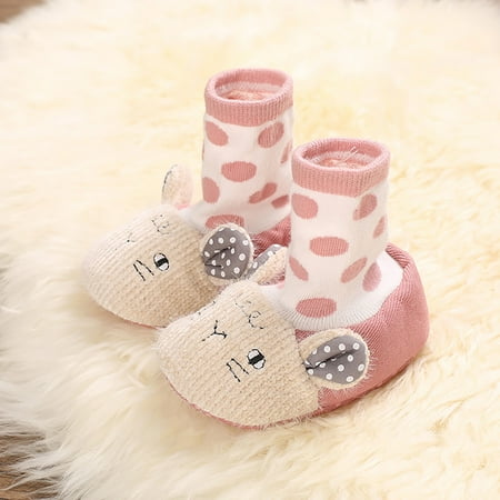 

Baby Boys Girls Soft Plush Slippers Cartoon Toddler Infant Warm Winter House Shoes