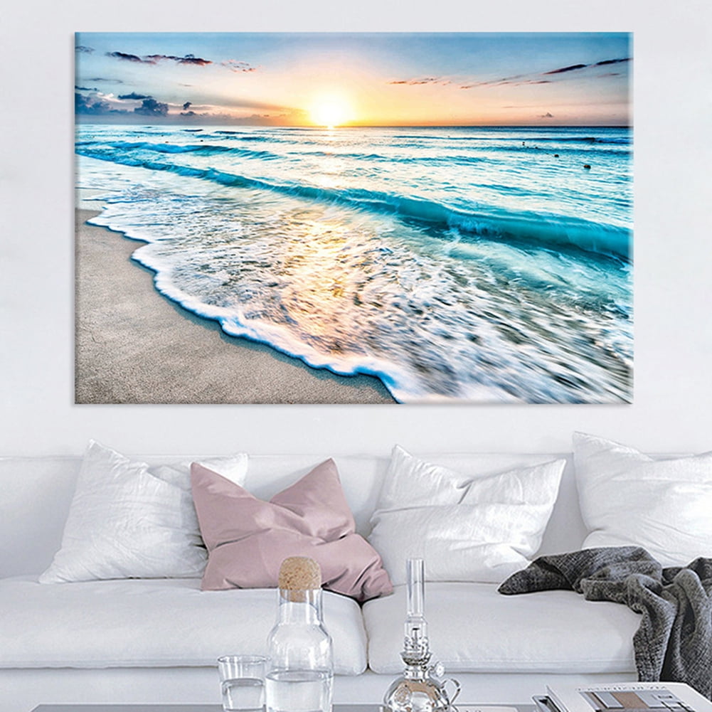 D-GROEE Sea Waves Canvas Prints Wall Art Ocean Beach Pictures Paintings ...