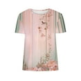 thumbnail image 4 of Hvyesh Tops for Women Short Sleeve Tshirt Dressy Floral Print Casual Tunic Shirt Summer Basic Tees, 4 of 5