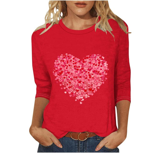 QTOCIO 3/4 Hauts à Manches pour Femmes, Hauts d'Été à Manches 3/4 pour Femmes, T-shirt Imprimé Mode pour Femmes Blouse à Manches 3/4 Col Rond Décontracté