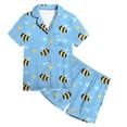 thumbnail image 3 of LIUYUNNN Kids Girl Satin Pajamas Set Bee Kids Button Down Pajamas Set Pajamas Sleepwear Outfits Boys Pjs Size 6-7 Years Boys Girls Fall Outfits, 3 of 3