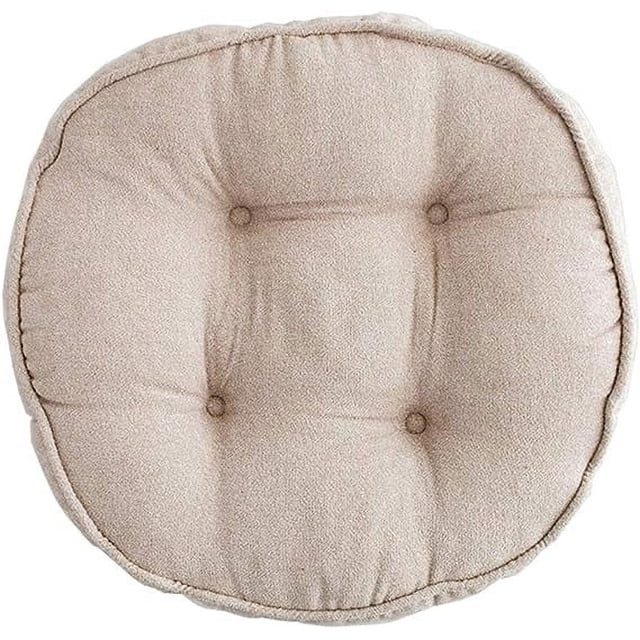 Granjero Gordo Cojín de asiento circular grueso y ultra cómodo, adecuado para sillas de cocina, comedor y oficina (beige, 45,7 x 45,7 cm).