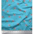 thumbnail image 1 of Soimoi Blue Cotton Duck Fabric Leaves & Floral Artistic Print Fabric by the Yard 56 Inch Wide, 1 of 1
