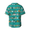 thumbnail image 2 of Naloa Cartoon Dogs Men's Loose Fit Cuban Collar Short-Sleeve Shirt with Button-down and Chest Pocket for Everyday Wear Outings - XX-Large, 2 of 7