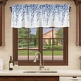 thumbnail image 6 of Eucalyptus Leaves Curtain Valances for Windows, Kitchen Valance Window Treatments Panel 2 Pack, Navy Blue Summer Botanical Weeping Rod Pocket Short Curtains for Bathroom Bedroom 42 x 12 Inch, 6 of 8