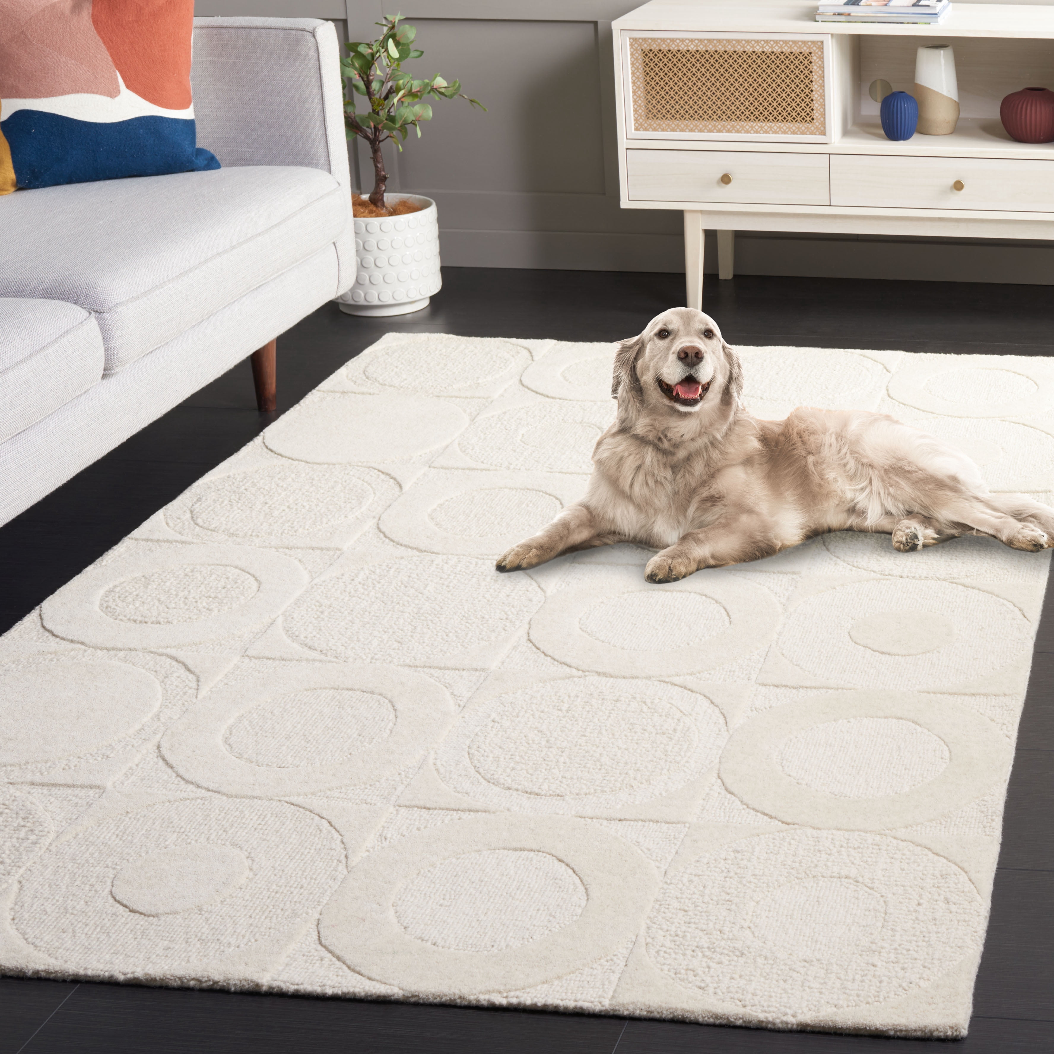 SAFAVIEH Soho Franklin Abstract Area Rug, Beige/Ivory, 4' x 6'