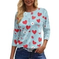 thumbnail image 5 of Lumtrix Womens Valentine Tops Casual Crew Neck 3/4 Length Sleeve Shirts Cute Love Heart T Shirts Loose Spring Fall Clothes 2026 Purple Pink 2XL, 5 of 6