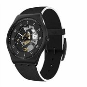Swatch White Side Quartz Black Skeleton Dial Mens Watch SS07B101