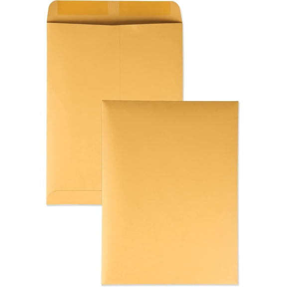 41465 Catalog Envelopes, Heavyweight/Gummed, 9x12, 28lb, Kraft, 250/Box (QUA41465), Light Brown