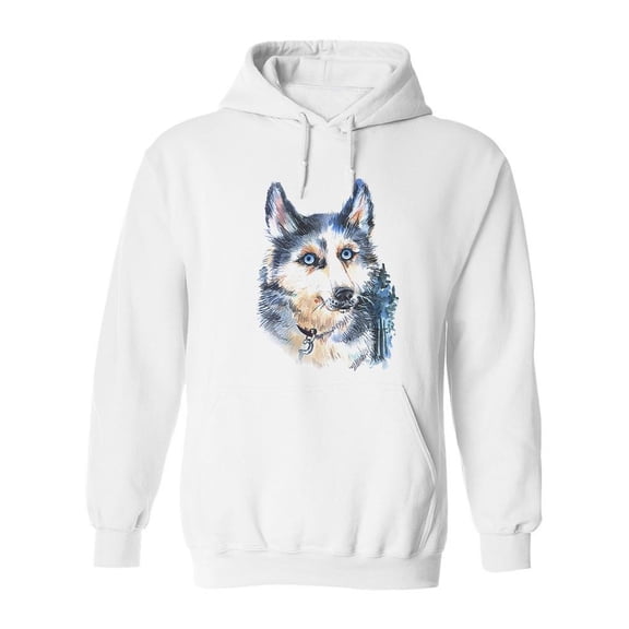 Watercolor Husky Sketch Hoodie Men -Image by Shutterstock, Male 5X-Large