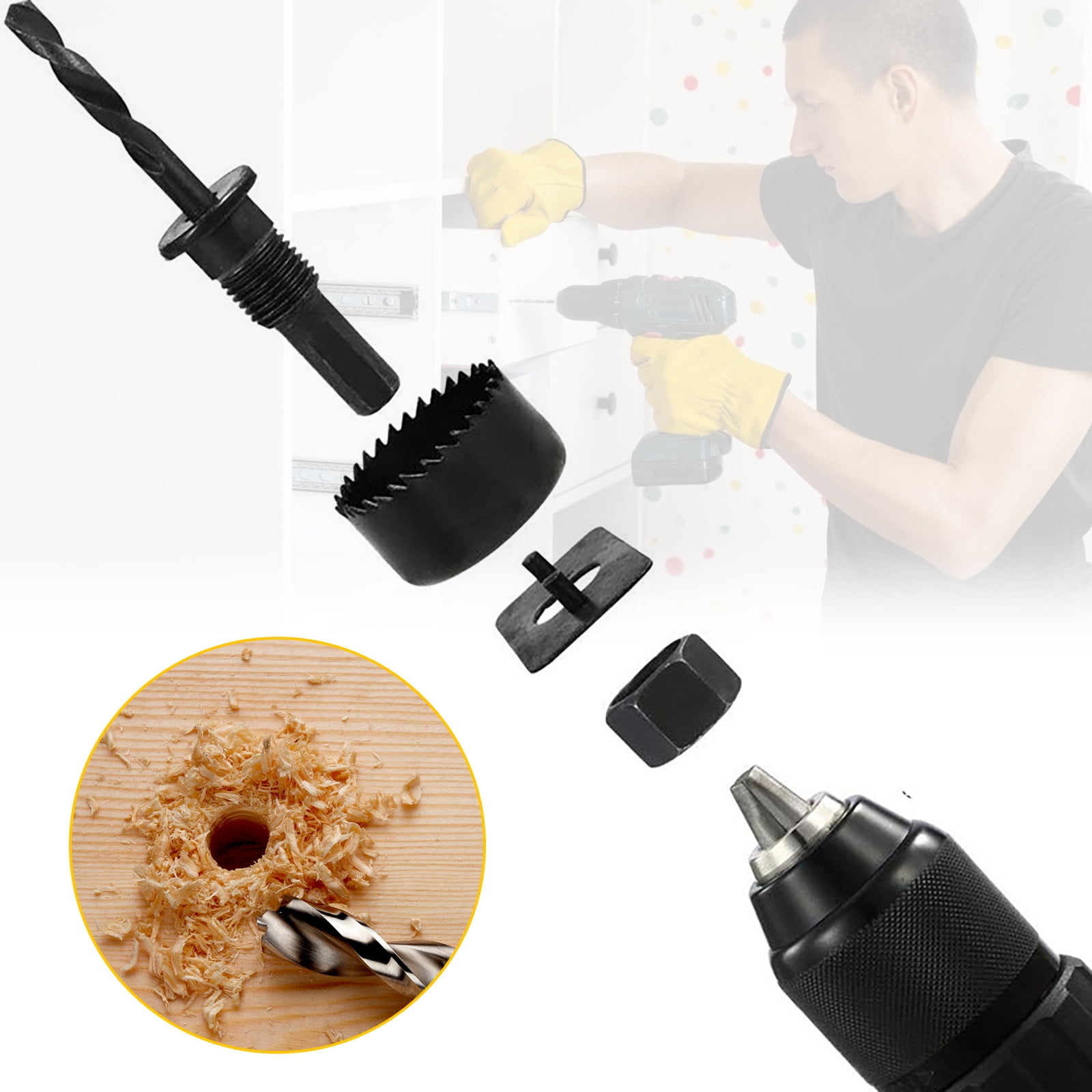 Usloyux Complete Woodworking Hole Cutter Set, Carbon Steel Drill Bit Saw Blades with Arbor Adapter, for Cutting Wood Plastic Drywall, DIY Home Improvement Tool Accessories, Durable and Precise
