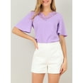 thumbnail image 5 of Allegra K Women's Butterfly Sleeves Lace V-Neck Tops, 5 of 6