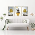 thumbnail image 5 of Abstract Watercolor Teal Canvas Wall Art Poster Prints, Set of 3 Gold Aluminum Alloy Frame Geometric Plant Leaf Art Prints Wall Hanging Decor for Every Occasion, 5 of 7