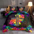 thumbnail image 1 of Rosa Cruz Arco Iris Jesus Juego de Cama Lt11, 1 of 5