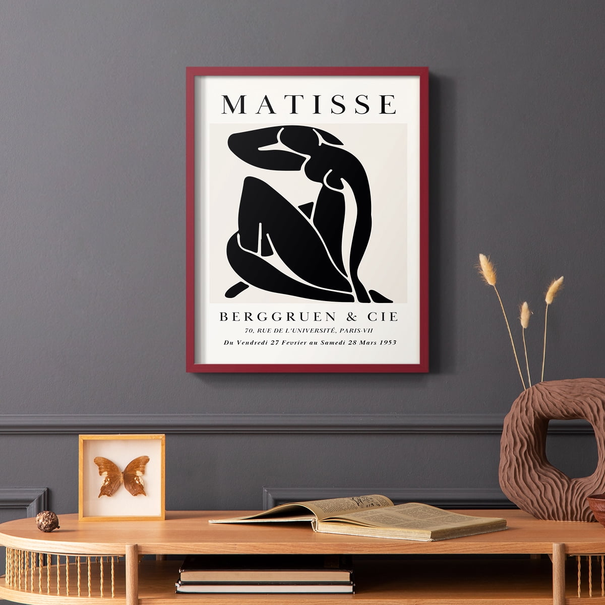 Matisse CDXC in Red Solid Wood Framed Print No Nail Hanging