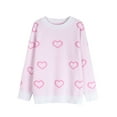 thumbnail image 6 of Cute Heart Sweaters for Women Crew Neck Valentines Day Sweater Long Sleeve Casual Ribbed Knit Pullover Top Light Pink, M, 6 of 6