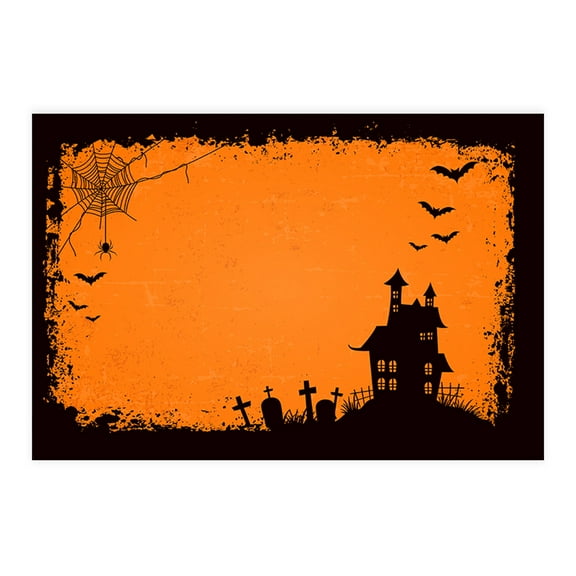 Koyal Wholesale Halloween Placemats, Hilltop Haunts Disposable Cardstock Paper Table Mats for Dining, 8-Pk