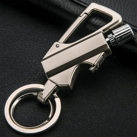 Portable Reusable Waterproof Matchstick Fire Starter,Kerosene Refillable Lighter,Bottle Opener Keychain For Outdoor Tool,Mountaineering Buckle - Silver/1PCS