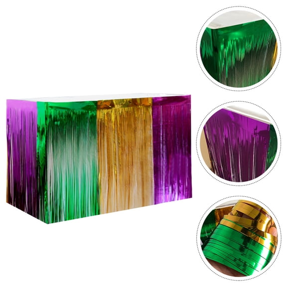 GOOHOCHY 1 Set Gold Table Skirt Plastic Material For Ball Event Photo Prop 270x75cm