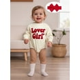 thumbnail image 5 of BemeyourBBs Newborn Baby Girl Valentines Day Outfit Lover Girl Bubble Romper Long Sleeve Sweatshirt Bodysuit and Headband, 5 of 9