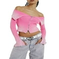 thumbnail image 1 of Long Sleeve Crop Tops with Gradient Ribbed Pattern for Women, 1 of 6