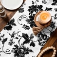 thumbnail image 3 of Table Runners 70 Inches Long Dress Scarves, Black Floral Farmhouse Coffee/Dining/Kitchen Table Decor, Holiday Table Runner, Country Retro Flowers Botanical Retro Art 13x70 Inch, 3 of 9