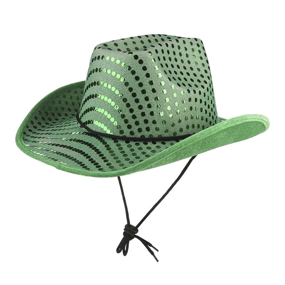 Sequins Cowboy Hats for Men Women Sparkly Wide-Brim Sun Protection Bucket-Cap Unisex Trendy Solid Color Shiny Performance Visor Fedora Hat