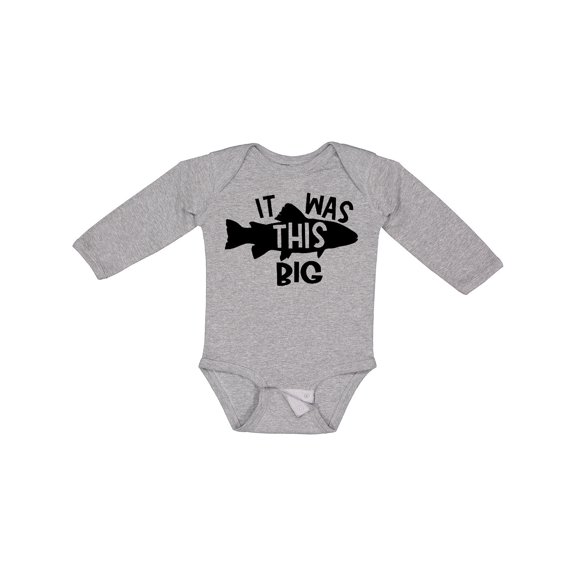 Inktastic It Was This Big Fishing Humor Boys or Girls Long Sleeve Baby Bodysuit