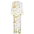 thumbnail image 4 of Puntoco Traje De Pantalón Y top De Cuello Redondo De Manga Larga Con Estampado Informal De Verano Para Mujer Amarillo Xxxl, 4 of 5
