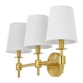 thumbnail image 6 of SAFAVIEH Davielle 3-Light LED Brass Gold Metal Wall Sconce with White Shade, 6 of 8