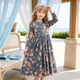 thumbnail image 2 of AmzBarley Girls Maxi Dress Long Sleeve Floral Casual Dresses 8-9 Years Gray Print, 2 of 7