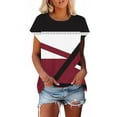 thumbnail image 2 of ZQUUVOU Women's Casual Short Sleeve Shirt Print Color Round Neck Blouse Burgundy, 2 of 8