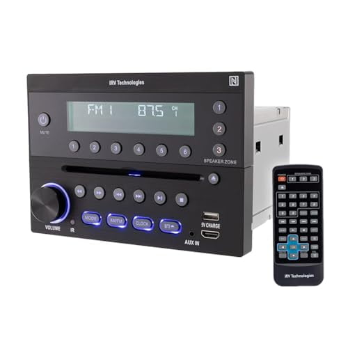 iRV Technology iRV32V2 AM/FM/CD/DVD/MP3/MP4/entrada y salida HDMI con ARC/Digital 2.1/sonido envolvente/Bluetooth/CEC/NFC, radio estéreo para vehículos recreativos de montaje en pared de 3 zonas con c