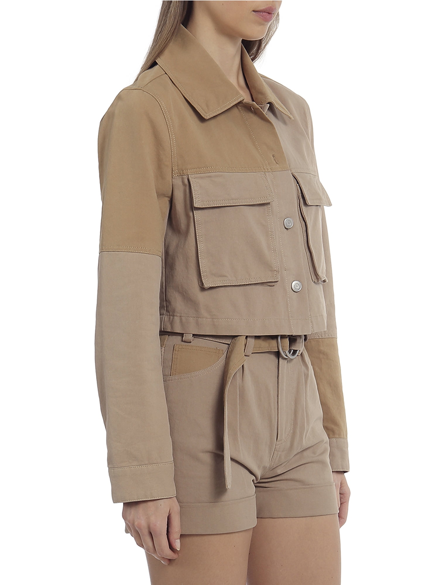 Avec Les Filles Women's Juniors Cropped Cotton Twill Utility Jacket